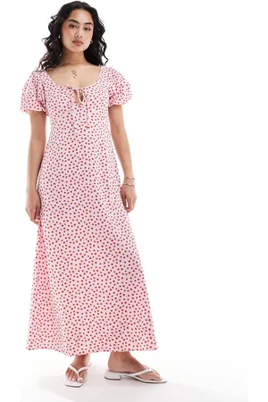 ASOS Puff sleeve midi tea dress in spot