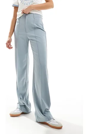 Pull&Bear High waisted tailored straight leg trouser in pale blue