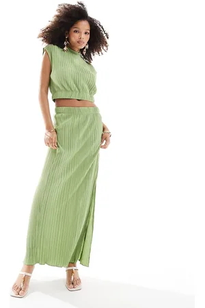 VERO MODA Plisse split maxi skirt co-ord in mid