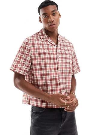ASOS Relaxed boxy shirt with revere collar in check print