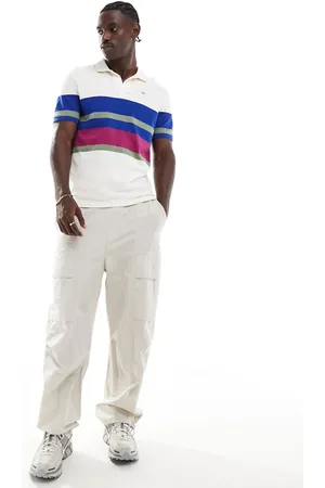 GANT Shield logo embroid multistripe washed polo in cream