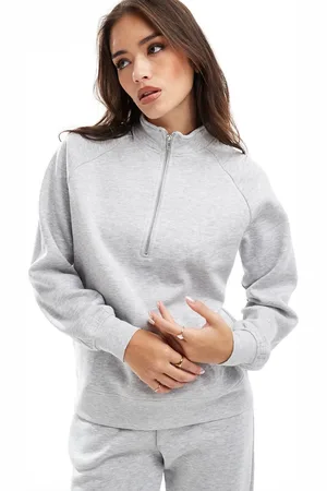 Pieces® Half zip sweat co-ord in light melange
