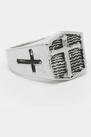 ASOS Signet ring with cross in burnished