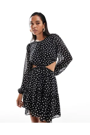 Forever New Cut-out mini dress in black polka dot
