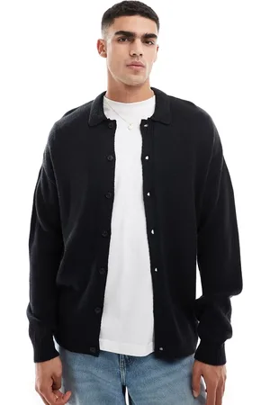 ASOS Relaxed boxy fit knitted cardigan with collar in