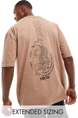 ASOS Oversized t-shirt in washed with dragon back print