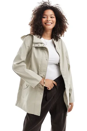VERO MODA Coated rain jacket with hood in stone