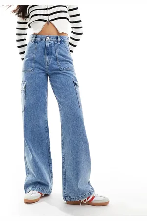 Tommy Hilfiger Claire utility high rise wide jeans in mid wash