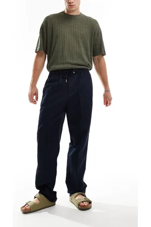 GANT Drawcord cotton linen trousers in