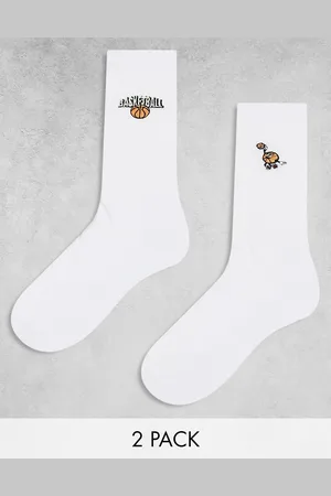 ASOS 2 pack sock with basketball embroidery in