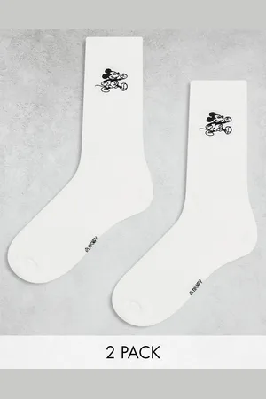 ASOS 2 pack Disney Mickey Mouse embroidery socks in off