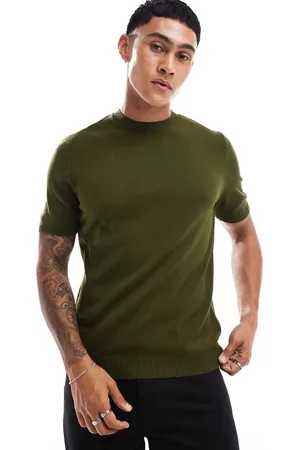 ASOS Co-ord knitted crew neck t-shirt in khaki