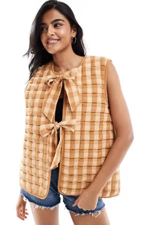 ASOS Quilted gilet with bows in gingham