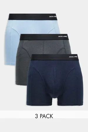 JACK & JONES 3 pack contrast waistband trunk in dark