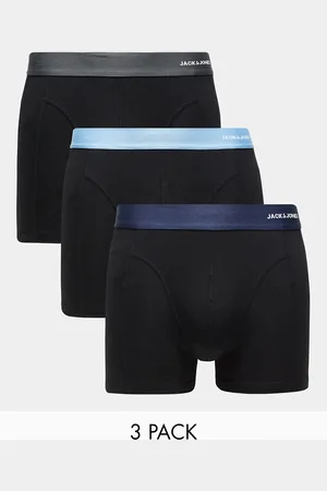 JACK & JONES 3 pack contrast waistband trunk in