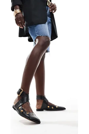 ASOS Level premium leather studded ballet in