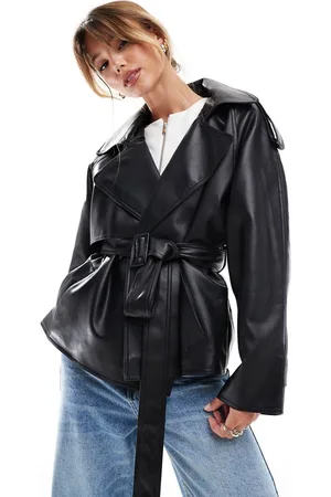 ASOS Leather look trench coat in