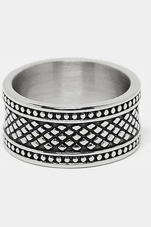 ASOS Waterproof stainless steel band ring with embossed texture in