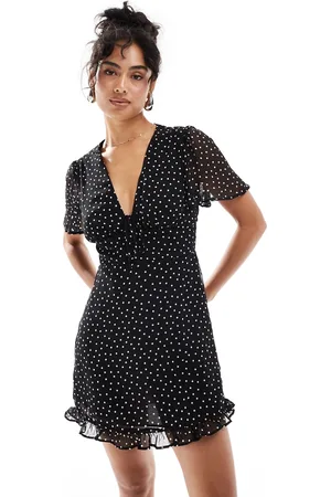 MANGO Spot print tea dress in