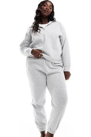 Pieces® Pieces Curve half zip sweat co-ord in light melange