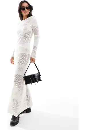 MANGO Mixed crochet maxi dress in