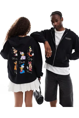 ASOS Disney unisex oversized zip through hoodie with Mickey Mouse & friends prints in