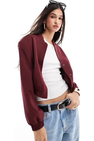 ASOS Tailored bomber jacket with strong shoulder in claret