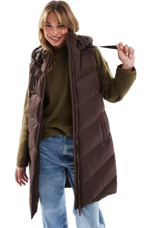 Threadbare Longline padded gilet with hood in