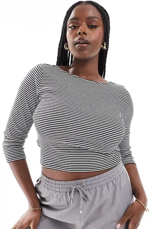 ASOS ASOS DESIGN Curve stripe top with open twist back in stripe