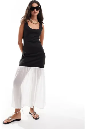 ASOS Sleeveless scoop back mono layer midi dress