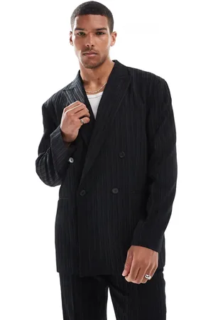 ASOS Relaxed double breasted suit jacket in textured fabric