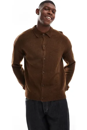 ASOS Relaxed knitted collar cardigan in