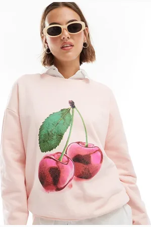 ASOS Oversized sweatshirt with cherry graphic in baby
