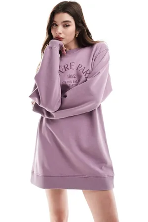 ASOS Louvre Paris mini sweatshirt dress in washed lilac