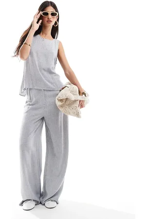 ASOS Linen look wide leg trouser co-ord in stripe