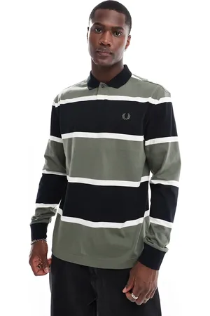 Fred Perry Long sleeve polo shirt in thick and black stripes
