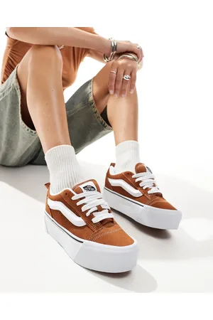 Vans Knu stack chunky platform trainers in dark and white