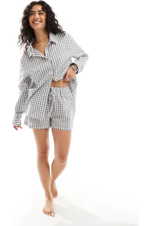 Luna Mix&Match oversized pyjama shorts in gingham