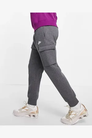 Nike Club Fleece cuffed cargo joggers in charcoal heather - CHARCOAL