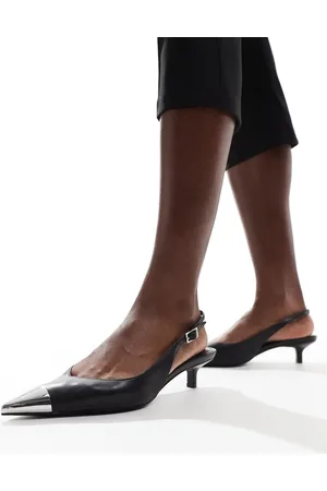 ASOS Seeker toe cap slingback mid heeled shoes in