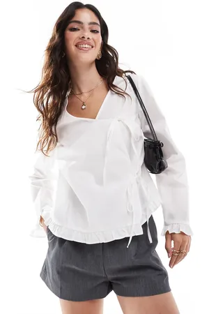 ASOS Poplin wrap tie front blouse in
