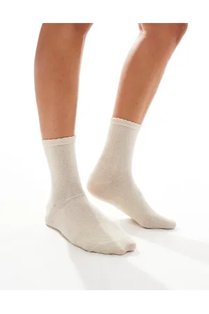 Pieces® Glitter socks in cream