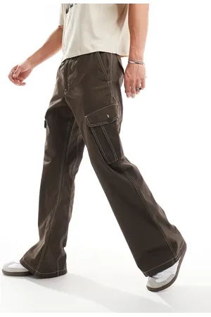 Weekday Tore wide leg cargo trousers in Dark
