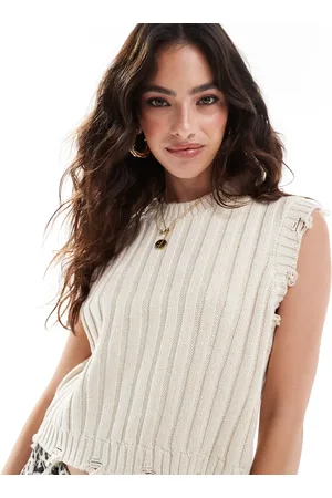 VERO MODA Sleeveless laddered knit in cream