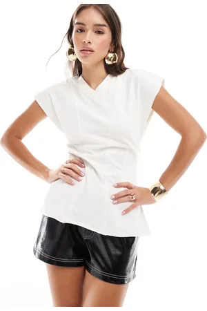 ASOS V-neck dart waist t-shirt in coconut milk