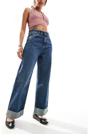 ASOS Loose jeans with deep turn up cuff in mid