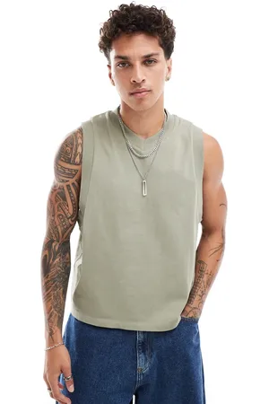 ASOS Relaxed v neck boxy tank in khaki