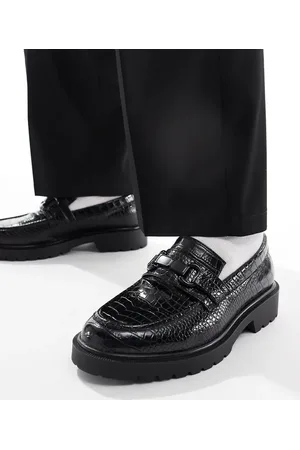 ASOS Penny loafers in faux croc with snaffle