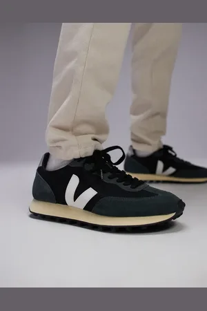 Veja Rio Branco suede trainer in black white oxford grey alveomesh