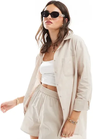 Esmée Esmee Exclusive oversized long sleeve beach shirt in oat
